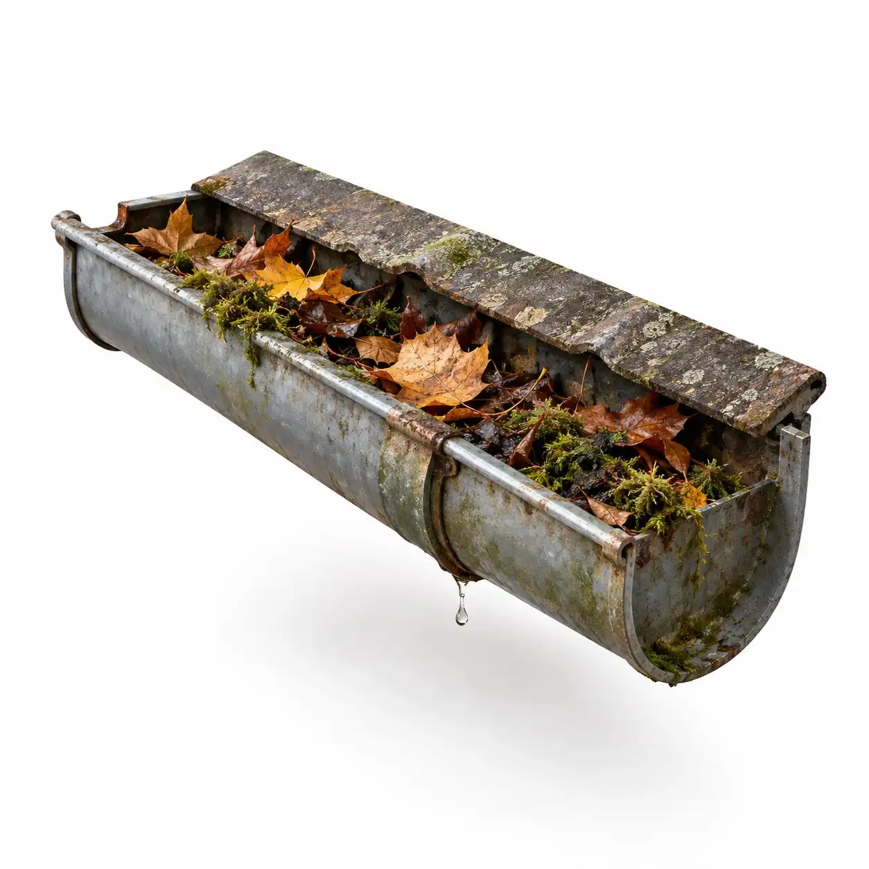 Alte, verstopfte Dachrinne